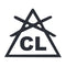 Durchgestrichenes Dreieck mit den Buchstaben CL als Textilpflegesymbol für keine Chlorbleiche